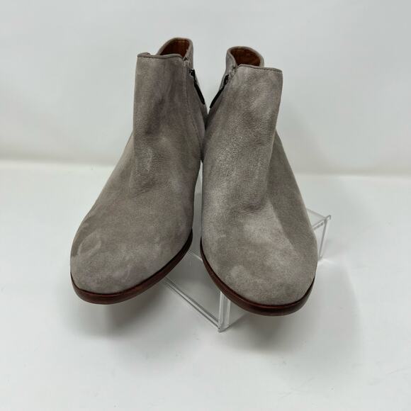 Sam Edelman Petty Ankle Boots Women’s 8W Gray Leather Side Zip Booties - Picture 3 of 11